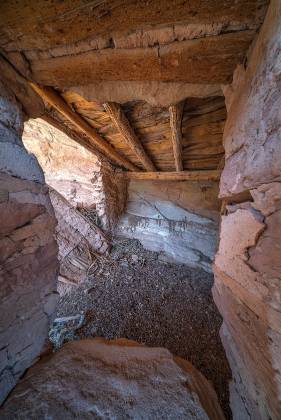 Roof beams in Long Poles Ruin The view from a window at Long Poles Ruin in Southeast Utah