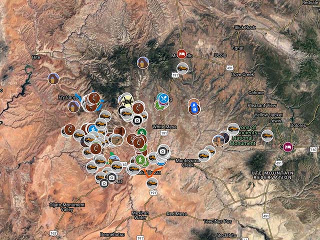 Google Map of Southeast Utah