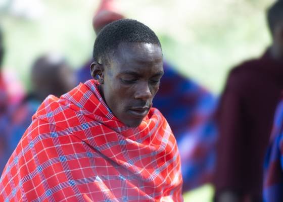 Serene Maasai Man Maasai man seen in Osinoni Village, Tanzania.