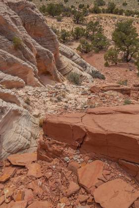 The hike up to the arch Hole in the Rock Arch near The White Pocket in Vermilion Cliffs NM
