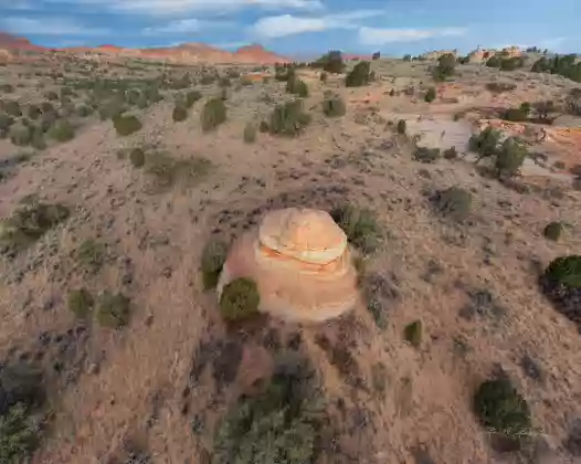 Lone Dome Aerial image of Lone Dome 0.4 miles east of the Cottomwood Cove trailhead.