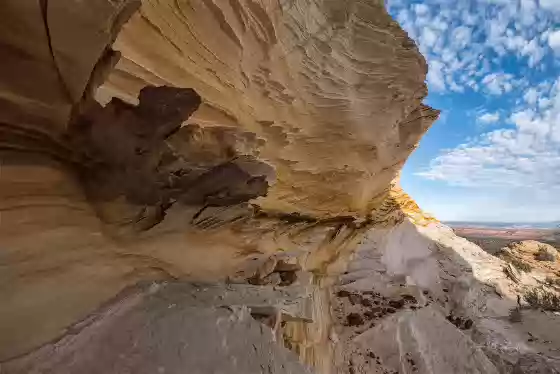 Lace rock at the Monolith Fins high up on the peak at The White Pocket