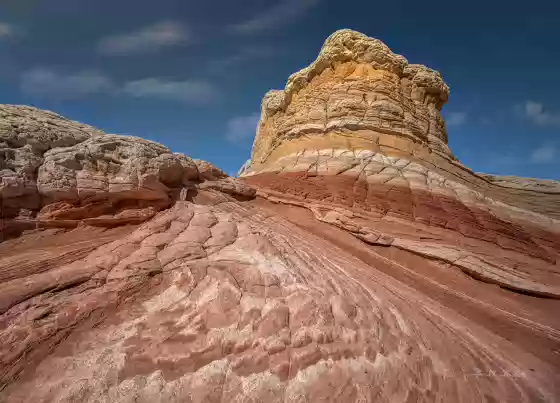Sandsone pattern at The Swirl The Swirl, an example of soft sediment deformation at The White Pocket