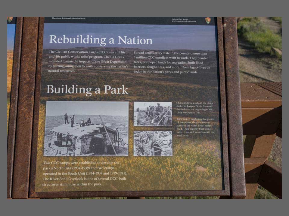 CCC SIgn at River Bend Overlook CCC SIgn at River Bend Overlook in Theodore Roosevelt National Park
