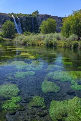 Lemmon Falls from the Bridge 2 Lemmon Falls viewed form the bridge to Ritter Island in Thousand Springs State Park, Idaho