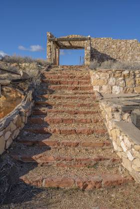 Stairway in Mountain Lions Zoo Mountain Lions Zoo in Two Guns ghost town, Arizona