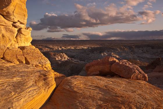 Sunset near Twisted Hoodoo The Upper White Rocks at Sunset