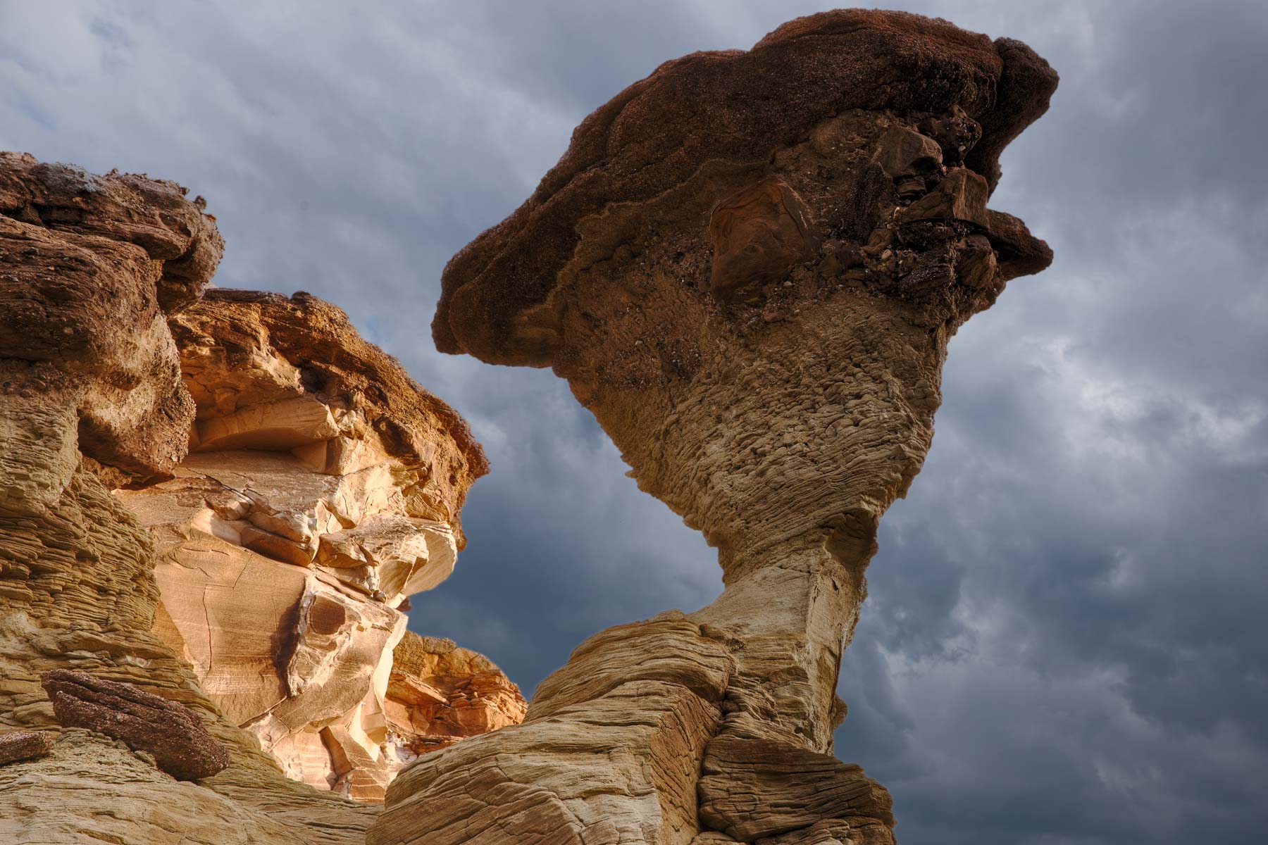 Storm Clouds over Twisted Hoodoo in The Upper White Rocks