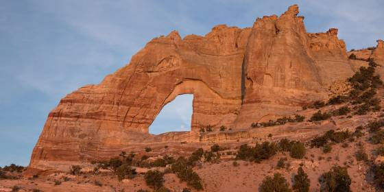 Strawberry Moon Pano White Mesa Arch in the Navajo Nation, Arizona