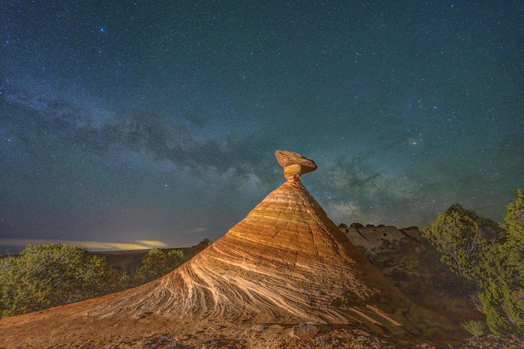The Milky Way over the Cowboy Hat rock formation in Vermilion Cliffs National Monument