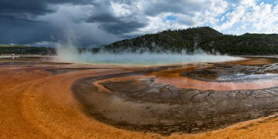 Grand Prismatic Panorama Grand Prismatic Pool in Yellowstone National Park
